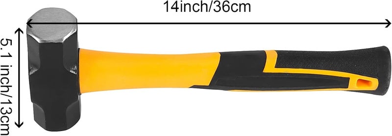 HOIGON 2 Pack 3 Lb Sledge Hammer, 14 Inch Pro-grade Sledge Hammer Tool Set with Fiberglass Handle, 1.6kg 48oz Heavy duty Stoning Club Hammer for Carpentry, Construction, Mechanic Work - Image 2